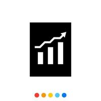 Dokument-Glyphen-Symbol für Geschäftsinformationen oder Daten mit Diagrammbalkensymbol, Vektor und Illustration.