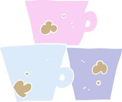 platt Färg illustration av en tecknad serie stack av kaffe koppar vektor