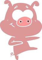 Cartoon-Schwein im flachen Farbstil zeigt vektor
