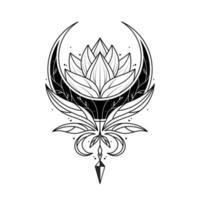 svartvit blommig lotus logotyp design för tatuering företags- eller företag vektor