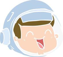 platt Färg stil tecknad serie Lycklig astronaut ansikte vektor