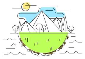 Geometrisk Mountain Meadow Vector Illustration