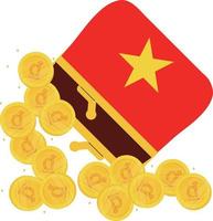Vietnam-Flaggenvektor handgezeichnet, vietnamesischer Dong-Münzenvektor handgezeichnet vektor