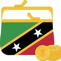 sankt kitts und nevis flaggenvektor handgezeichnet, ostkaribischer dollar vektor handgezeichnet