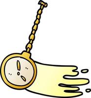 Cartoon-Doodle schwingende goldene Uhr vektor