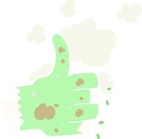 flache Farbillustration einer Cartoon-Zombie-Hand vektor