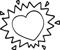 linje teckning tecknad serie kärlek hjärta vektor