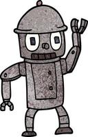 Cartoon-Doodle-Roboter winkt vektor