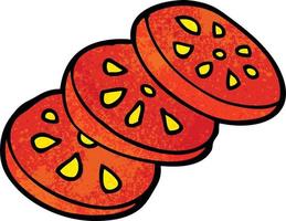 tecknad serie klotter skivad tomat vektor