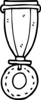 linje teckning tecknad serie medalj vektor