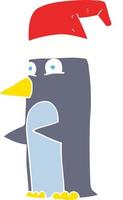 platt Färg illustration av en tecknad serie jul pingvin vektor