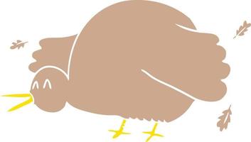 platt Färg stil tecknad serie kiwi fågel fladdrande vingar vektor