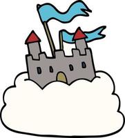 Cartoon-Doodle-Schloss auf Wolke vektor