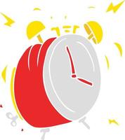 platt färg illustration av en tecknad ringande väckarklocka vektor