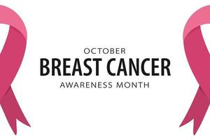 bröst cancer medvetenhet månad oktober baner med rosa band. kopia Plats för text. enkel minimalistisk affisch design. vektor illustration isolerat på vit bakgrund.