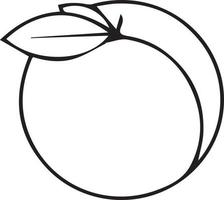 en enkel design av persika frukt, tillverkad i en svart och vit mönster vektor