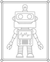 söt robot lämplig för barns färg sida vektor illustration