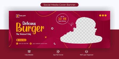 speisekarte und restaurant social media cover banner post vorlage vektor