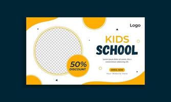 web-banner-vorlage für die schulzulassung von kindern vektor