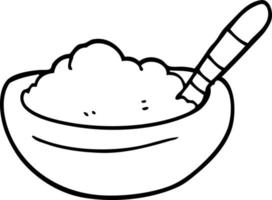 Strichzeichnung Cartoon Schüssel Kartoffelpüree vektor