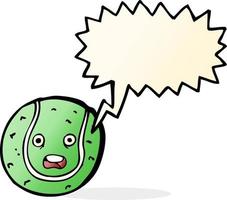 Cartoon-Tennisball mit Sprechblase vektor