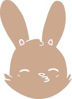 platt Färg stil tecknad serie kanin ansikte med tanke på vektor