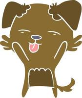 Cartoon-Hund im flachen Farbstil, der die Zunge herausstreckt vektor