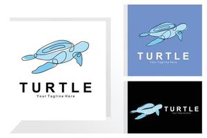 Meeresschildkröten-Logo-Design geschützte Amphibien-Meerestier-Symbolillustration, Vektormarken-Unternehmensidentität vektor