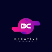 bc anfangsbuchstabe logo icon design template elemente mit welle bunt vektor