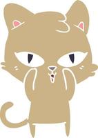 platt färg stil tecknad katt vektor