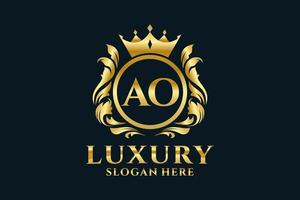 Royal Luxury Logo-Vorlage mit anfänglichem ao-Buchstaben in Vektorgrafiken für luxuriöse Branding-Projekte und andere Vektorillustrationen. vektor