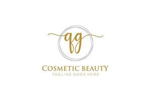 första qg feminin logotyp skönhet monogram och elegant logotyp design, handstil logotyp av första signatur, bröllop, mode, blommig och botanisk med kreativ mall. vektor