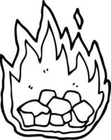 Strichzeichnung Cartoon brennende Kohlen vektor