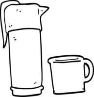 strichzeichnung cartoon kaffee thermoskanne vektor