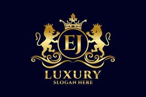 Initial EJ Letter Lion Royal Luxury Logo Vorlage in Vektorgrafiken für luxuriöse Branding-Projekte und andere Vektorillustrationen. vektor