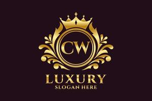 Royal Luxury Logo-Vorlage mit anfänglichem cw-Buchstaben in Vektorgrafiken für luxuriöse Branding-Projekte und andere Vektorillustrationen. vektor