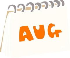 tecknad serie klotter kalender som visar månad av augusti vektor