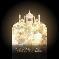 Eid al Adha Hintergrund mit niedriger Poly Moschee vektor