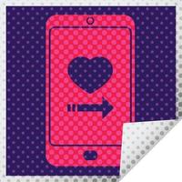 Dating-App auf Handy quadratischer Peeling-Aufkleber vektor