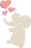 Cartoon-Elefant im flachen Farbstil mit Liebesherzen vektor