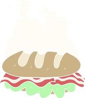 flache farbillustration eines riesigen sandwiches der karikatur vektor