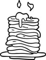 linje teckning tecknad serie stack av pannkakor vektor