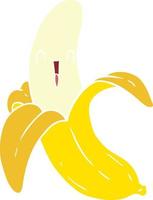 flache farbartkarikatur verrückte glückliche banane vektor