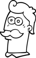Strichzeichnung Cartoon-Mann mit Schnurrbart vektor