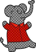 tecknad serie klotter elefant bär skjorta vektor
