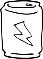 linje teckning tecknad serie av en kan av energi dryck vektor