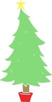 Cartoon-Weihnachtsbaum im flachen Farbstil vektor