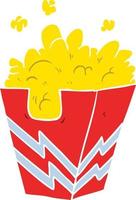 Cartoon-Box mit Popcorn im flachen Farbstil vektor