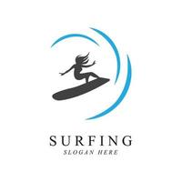 surfing logotyp vektor mall design