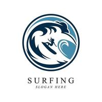 surfing logotyp vektor mall design